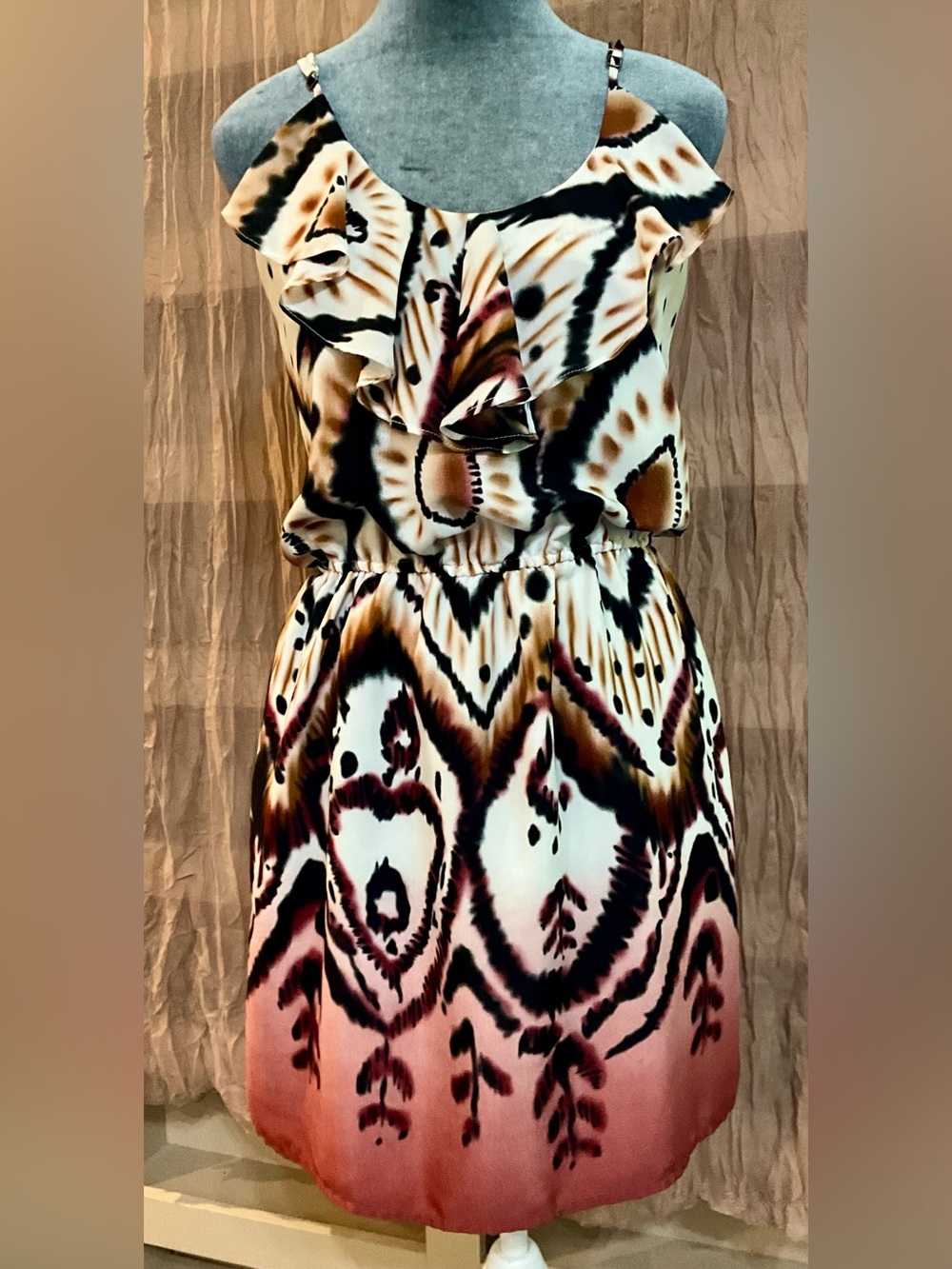 VINTAGE ARDEN B ANIMAL PRINT MIDI DRESS.  XS